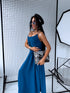 Long dress with crossed straps - dark turquoise